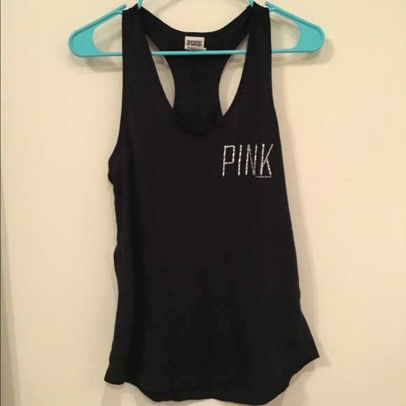 PINK Victoria's Secret Tops - Victoria’s Secret PINK Black Racerback Tank